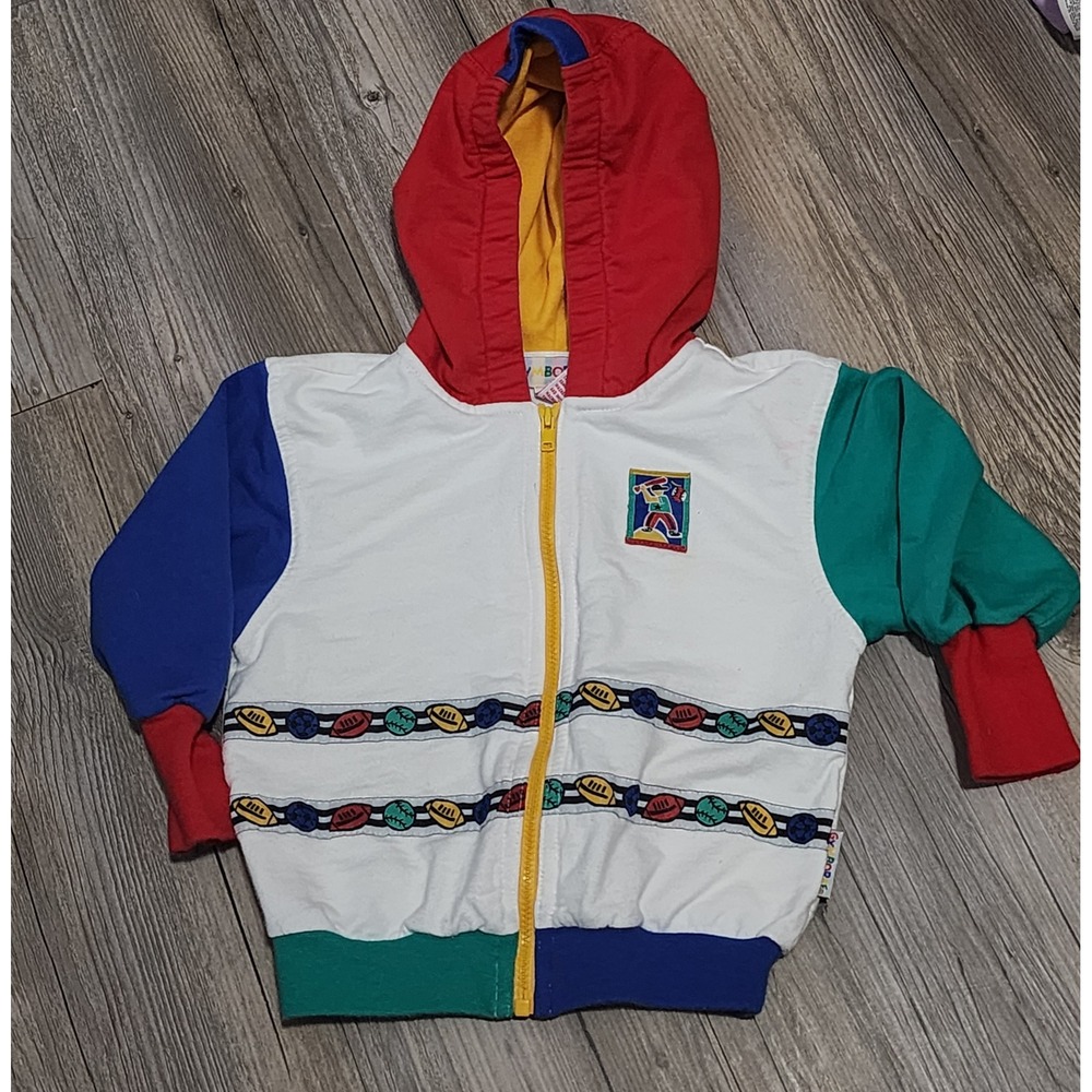 Gymboree Kids Rainbow Color Block Baseball‎ Jacket Hooded Full Zip X-Small